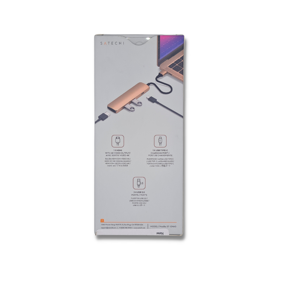SATECHI ST-CMAG TYPE-C SLIM MULTI-PORT ADAPTER 4K