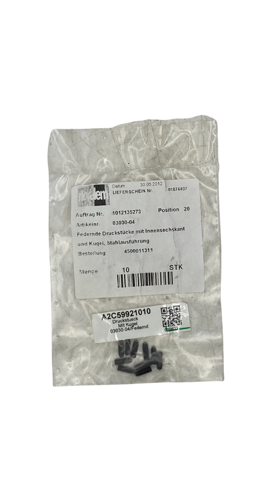 Norelem 03030-04 Federnde Druckstücke mit Innensechskant 10Stk. ||