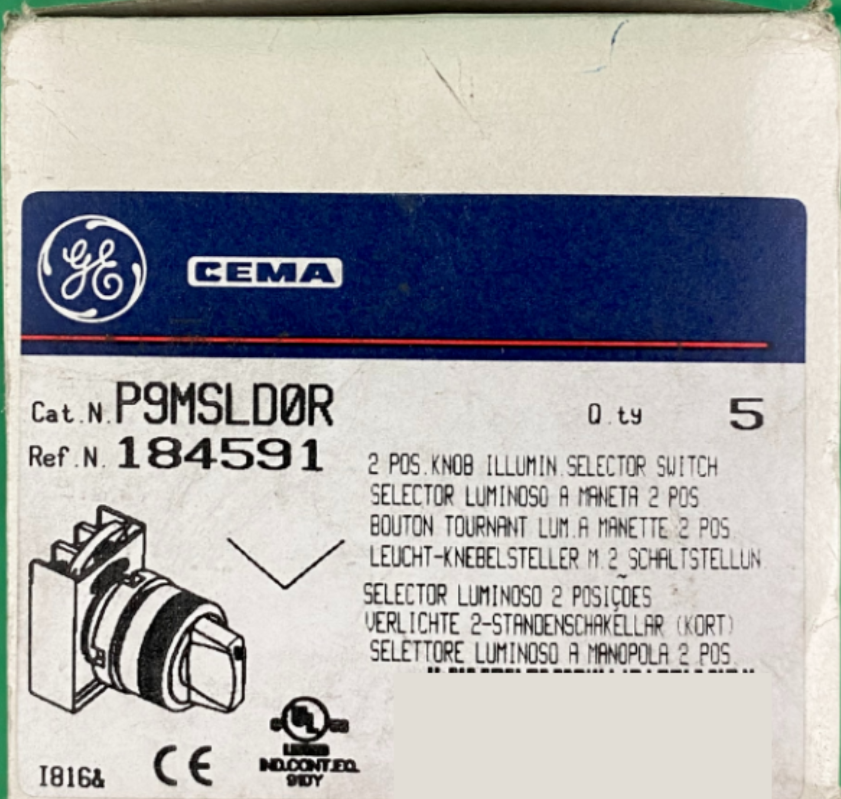 General electric P9MSLD0R Illuminated selector switch