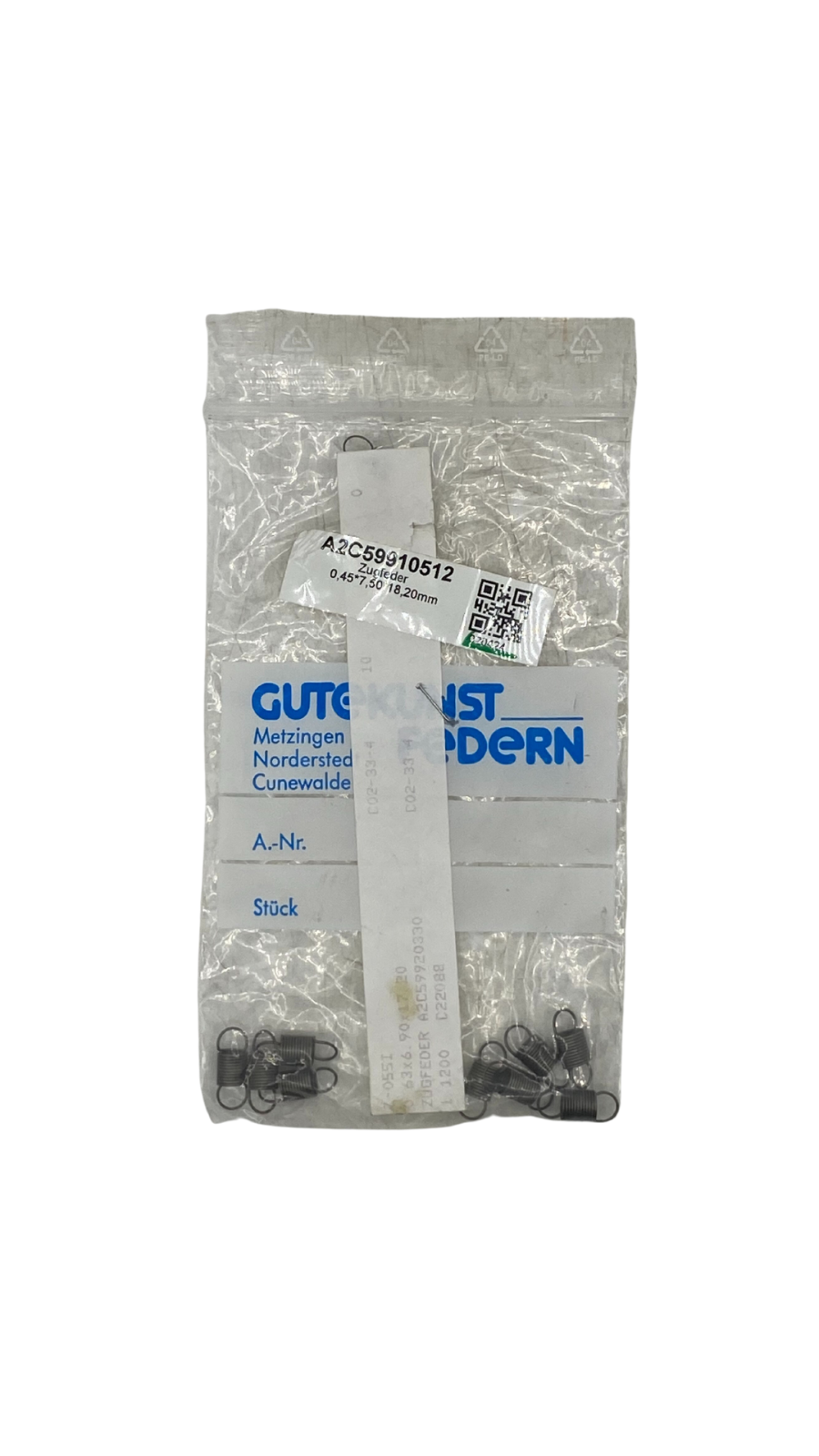 9x Zugfeder 0,45*7,5 18,20mm ||
