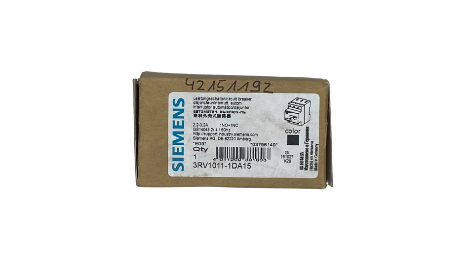 Siemens 3RV1011-1DA15 Leistungsschalter |