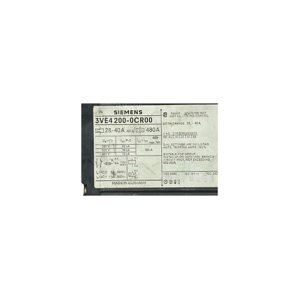 Siemens 3VE4200-0CR00 Leistungsschalter |