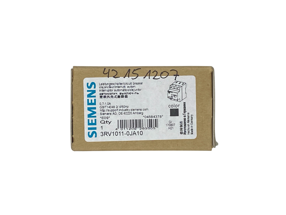 Siemens 3RV1011-0JA10 Leistungsschalter |