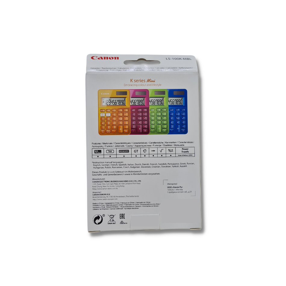 Taschenrechner Canon LS-100K, 10-stellige Anzeige, blau