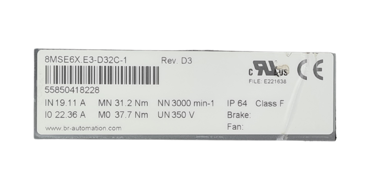 8MSE6X.E3-D32C-1 Servo Motor Rev. D3 B&R