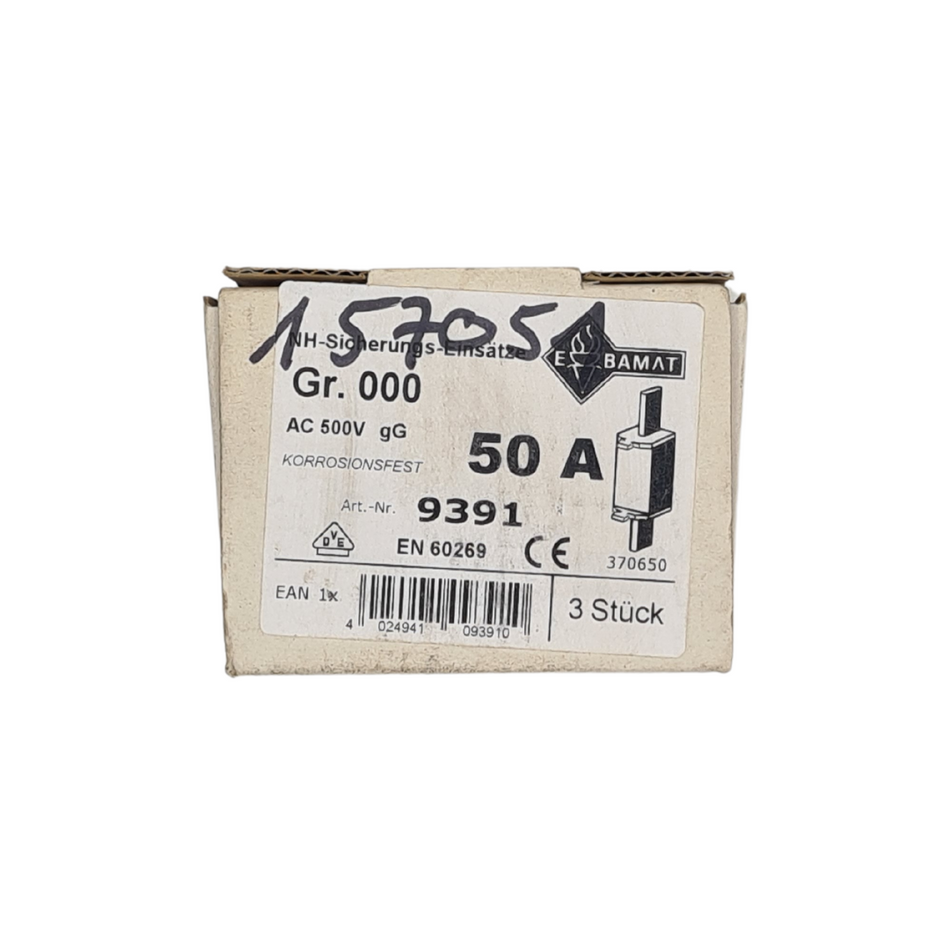 3x Ebamat NH000 Sicherungseinsatz |