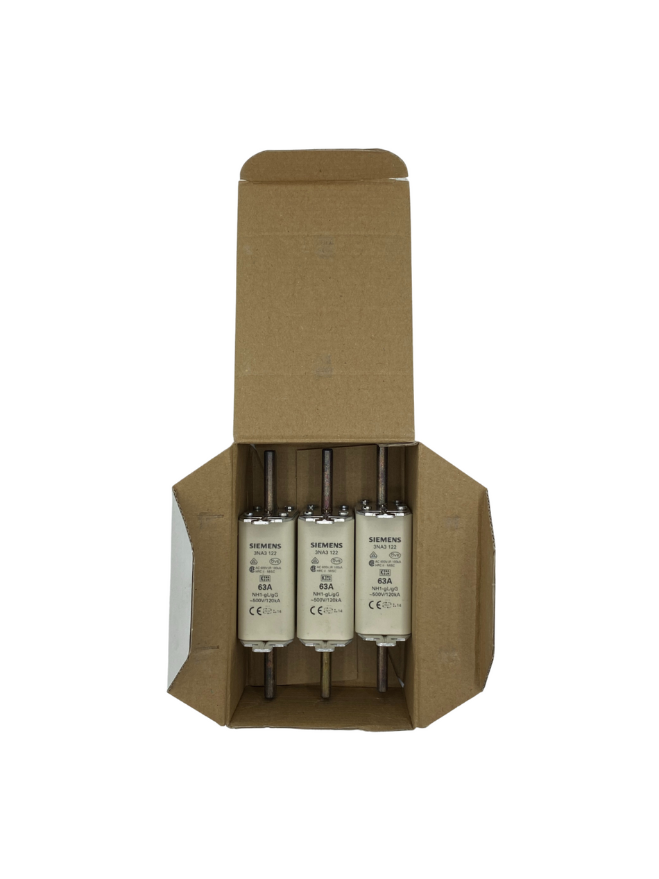 3x Siemens 3NA3 122 63A NH-Sicherung |